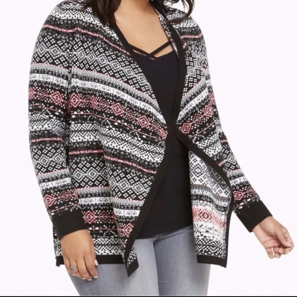 Torrid Fair Isle Knit Open Sweater Cardigan